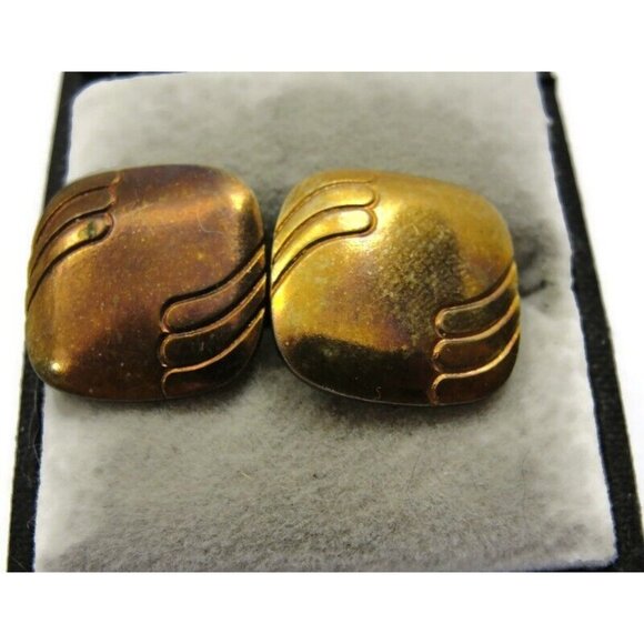 Vintage Cufflinks Square Gold Tone Shirt Accessories Wedding - Picture 10 of 12